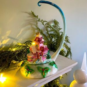 Christopher Radko Midnight Magic Glass Christmas Ornament Stand + One Ornament